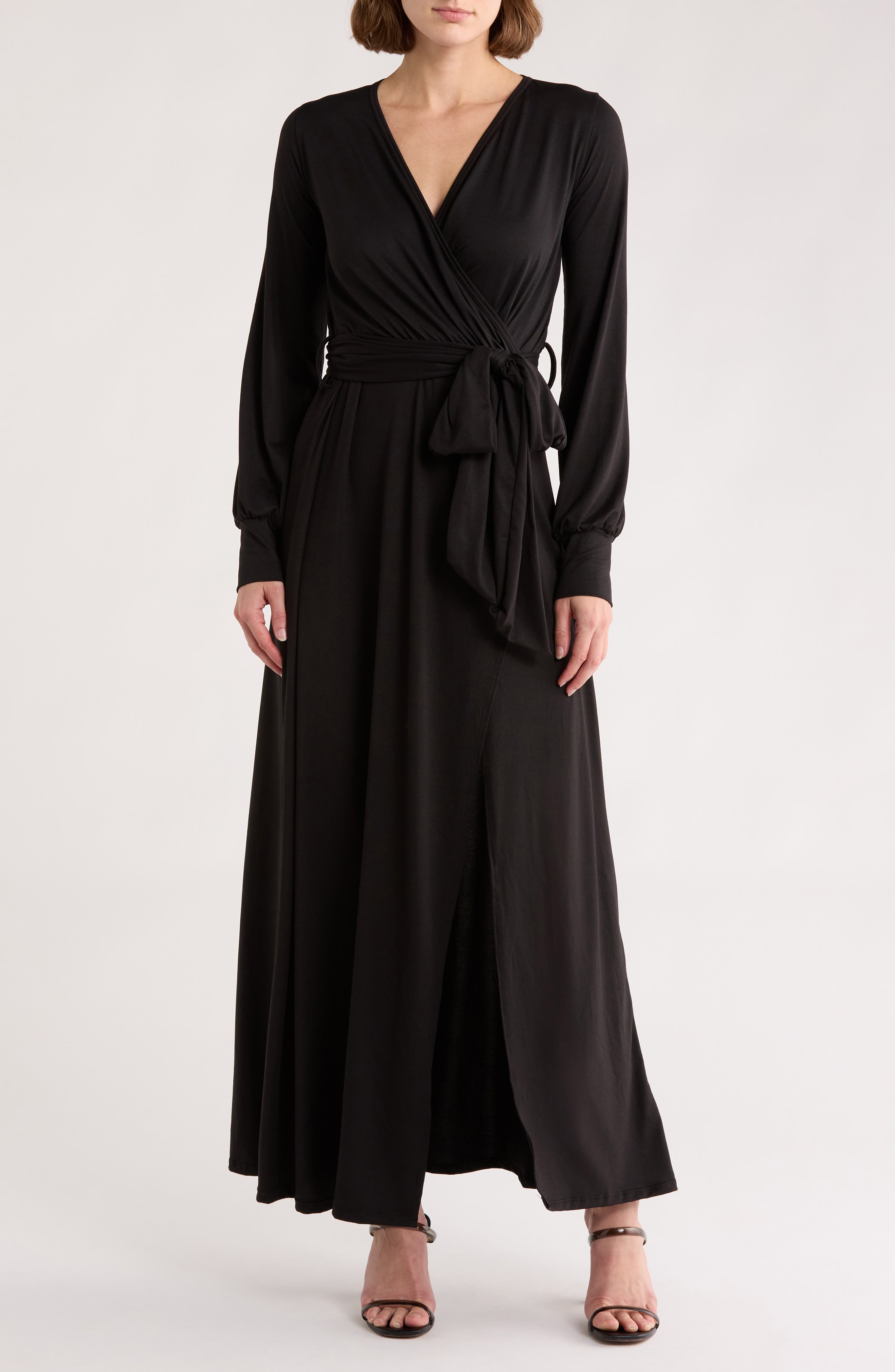 GO COUTURE Long Sleeve Wrap Maxi Dress