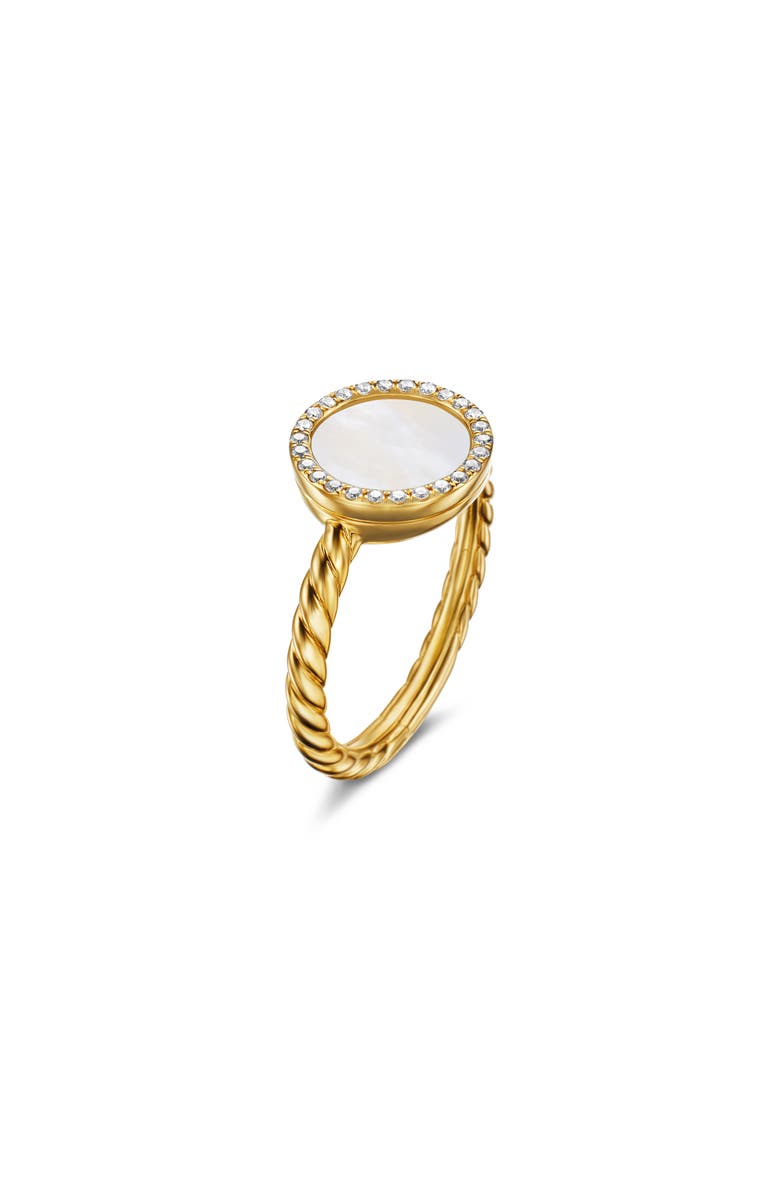 David Yurman Petite DY Elements<sup>®</sup> Ring in 18K Yellow Gold with Mother of Pearl and Pavé Diamonds, Alternate, color, 