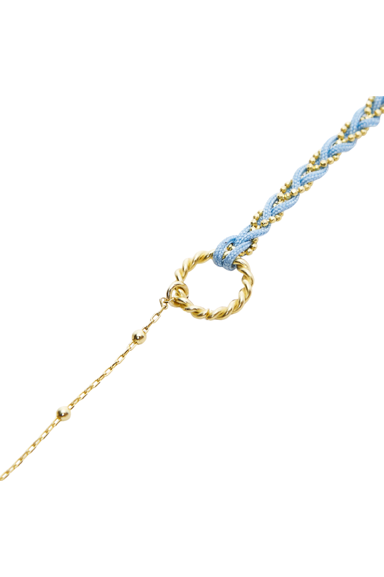 Handmade Rope Braided Sterling Silver Beaded Chain Bracelet, Main, color, Light blue