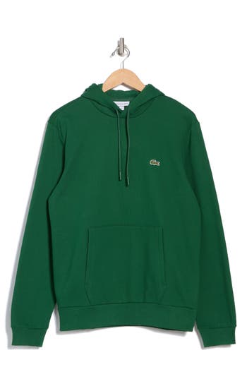Lacoste Cotton Blend Fleece Pullover Hoodie In Green
