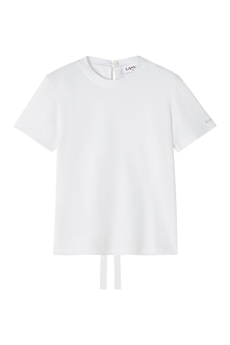Cotton T-Shirt With Ribbon Detail, Alternate, color, Optic White
