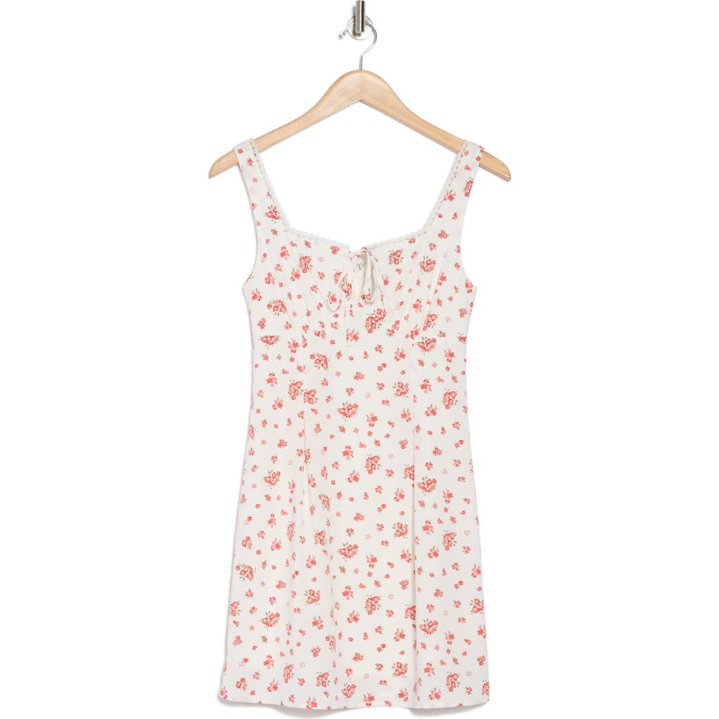 Blu Pepper Floral Keyhole Minidress In Red Multi