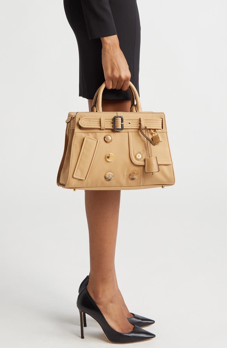 Moschino Trench Coat Gabardine Satchel, Alternate, color,