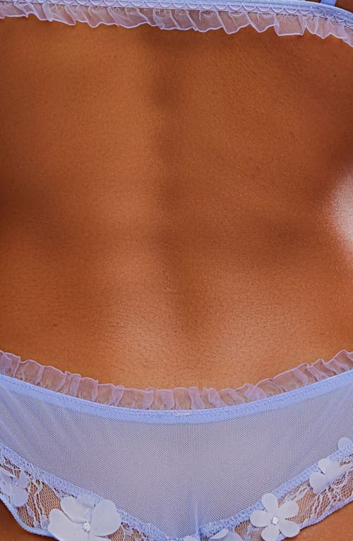 Free People Save The Date Low Rise Ruffle Thog In Blue