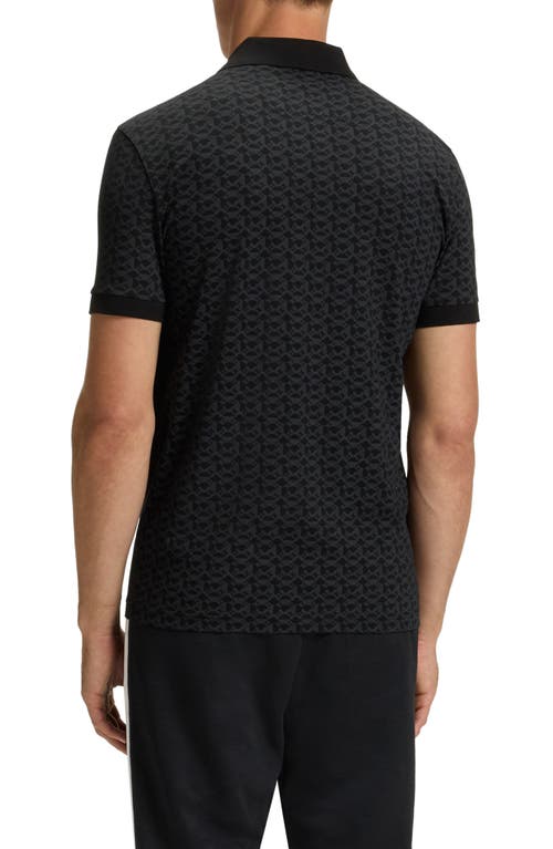 Hugo Boss Boss Paddy Geo Print Cotton Polo In Black