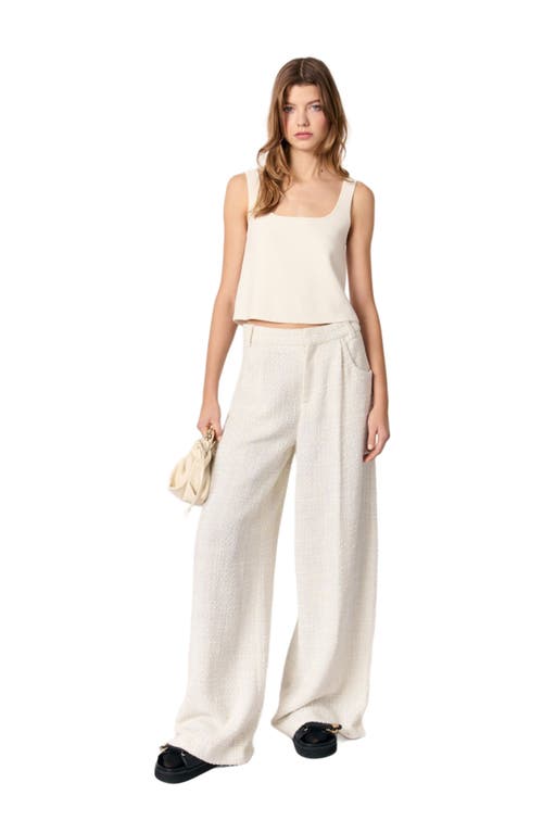 Maje Tweed Wide-leg Trousers In Ecru