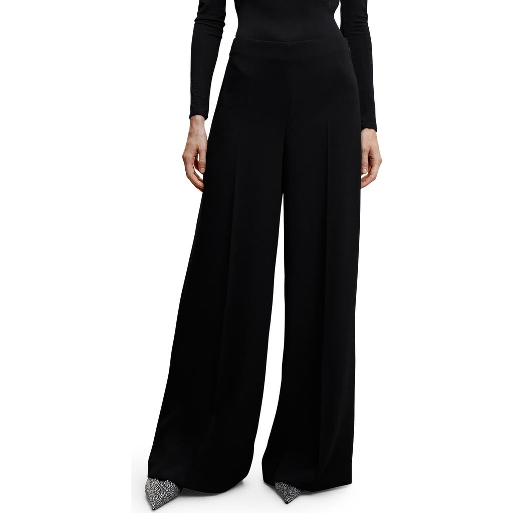 Mango High Waist Palazzo Pants In Black
