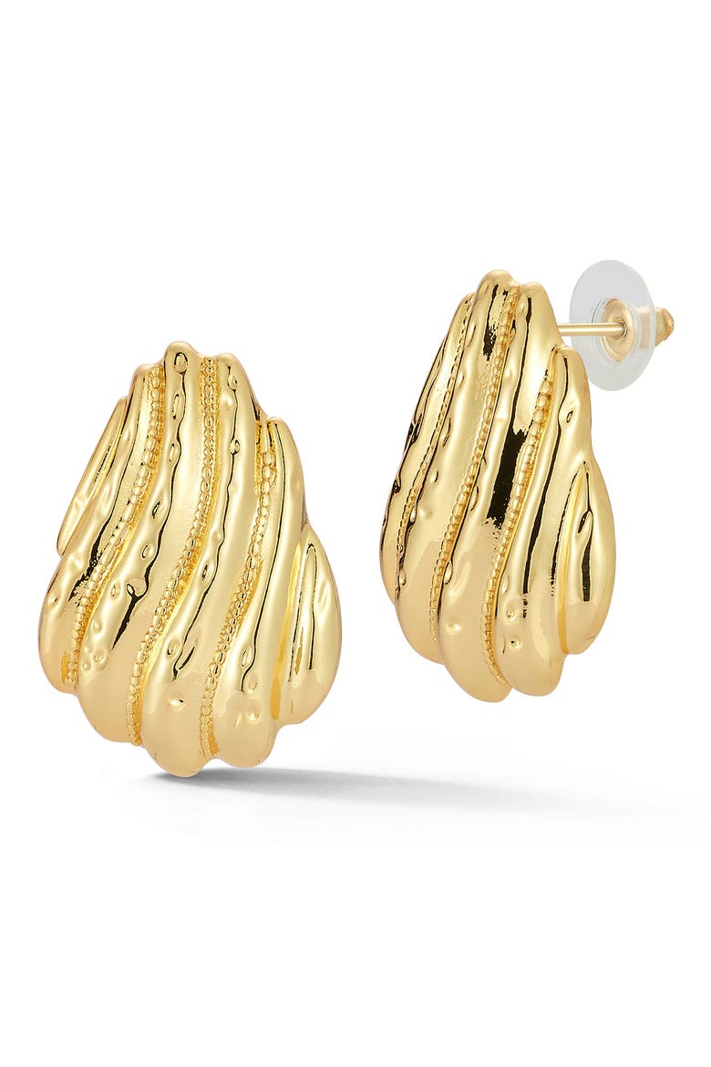 Scallop Ribbed Earrings, Main, color, GOLD