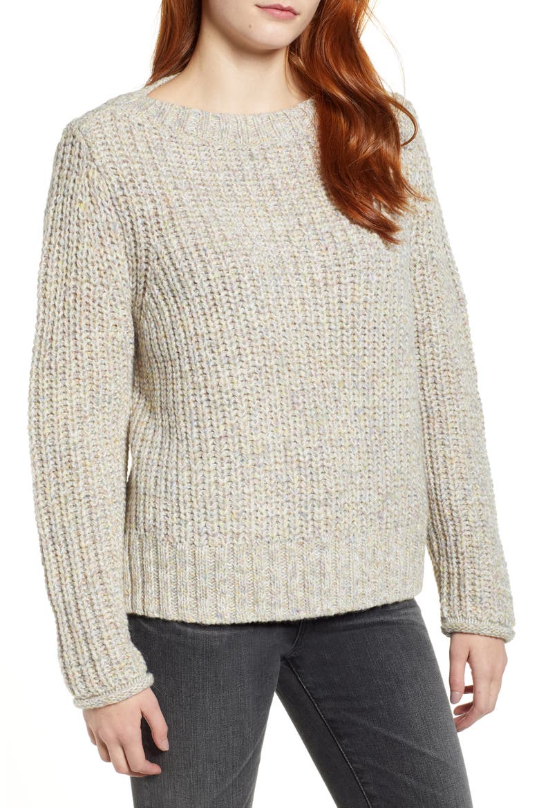 Boat Neck Sweater, Main, color, BEIGE POPCORN PATTERN