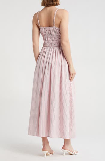 Stripe Shirred Cotton Maxi Sundress
