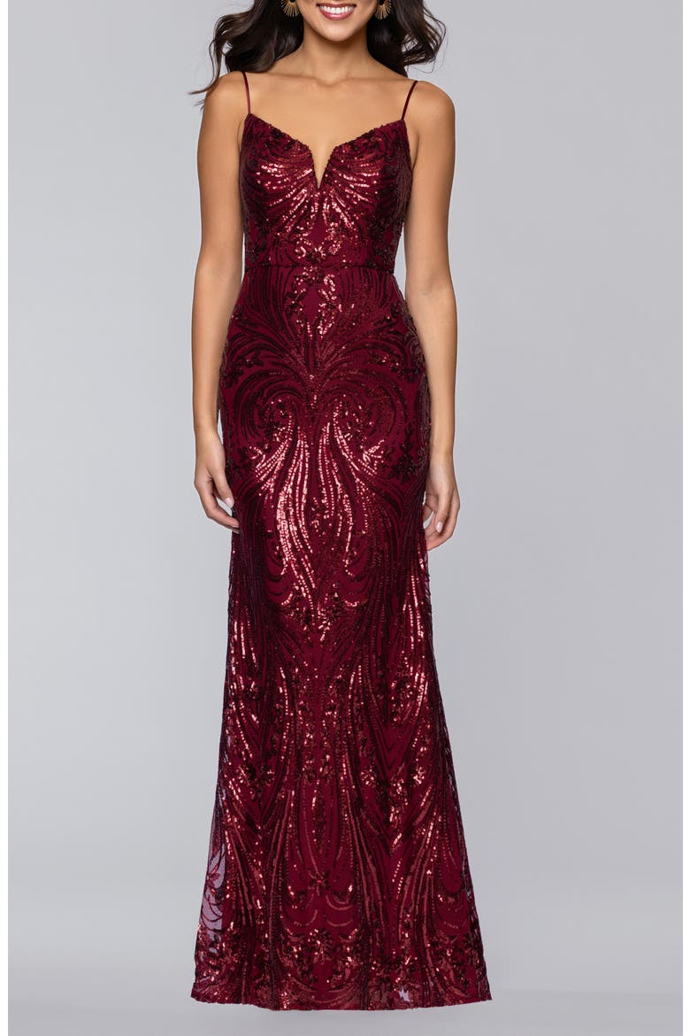 Sequin Gown, Main, color, WINE