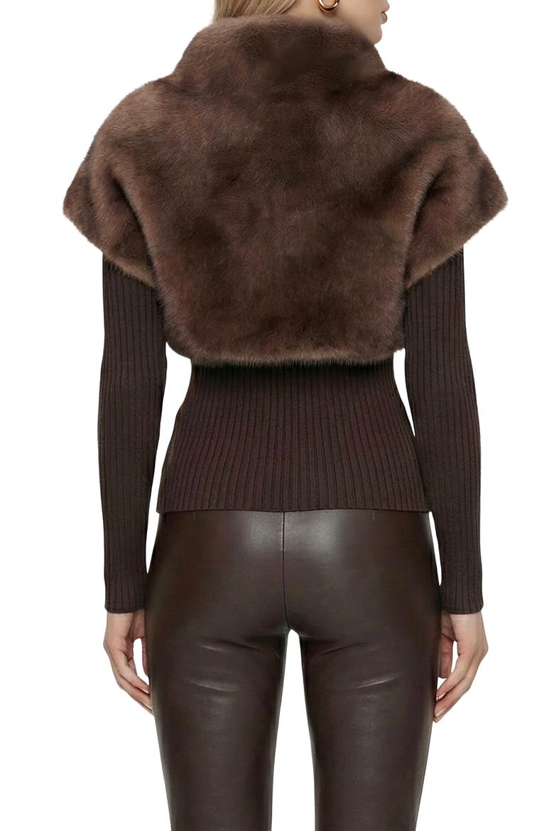 Fur-Free Sable (Faux Fur) Bolero, Short Sleeves, Alternate, color, BROWN