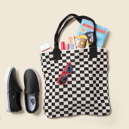 Casupo Checkered Sweater Tote Bag In Multi