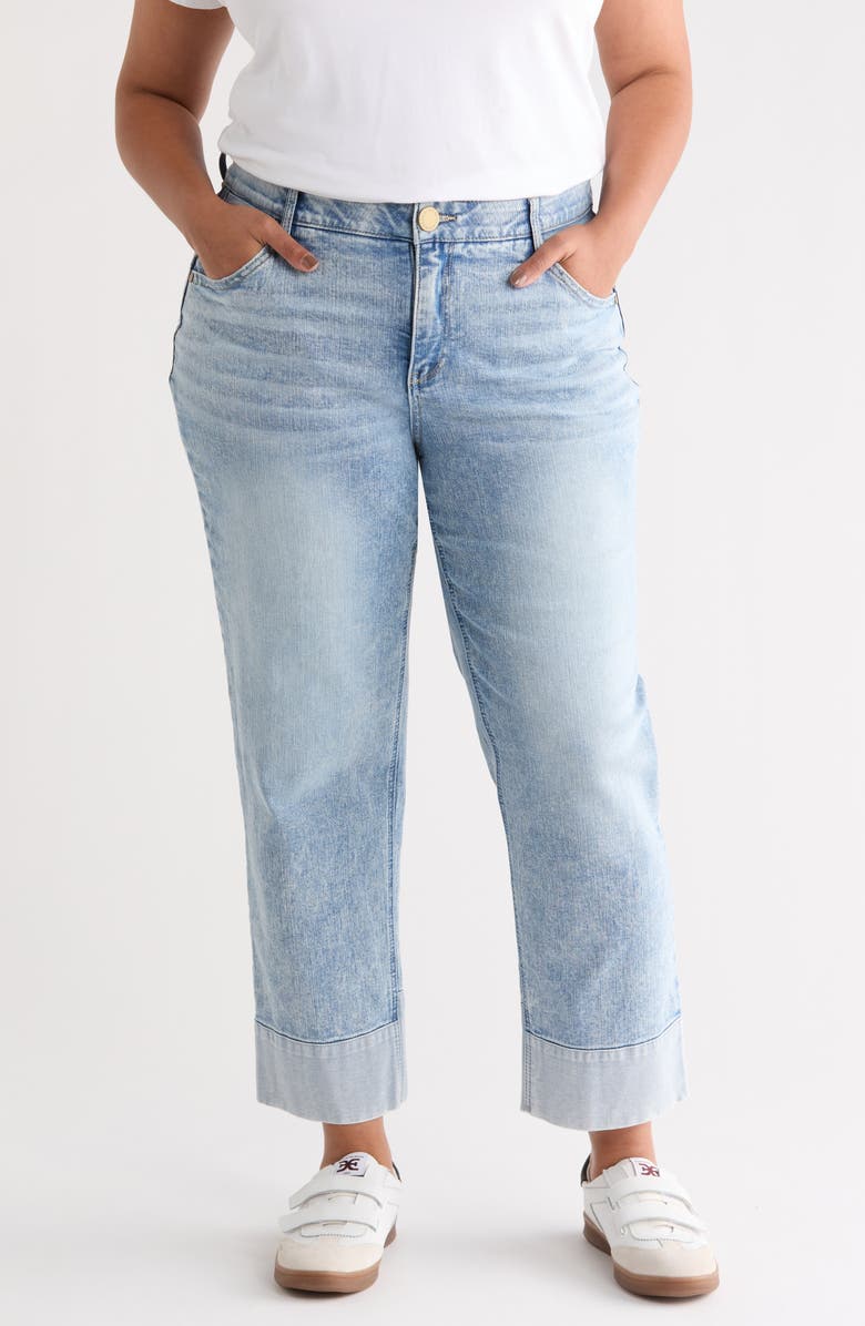 Wit & Wisdom Round-Up High Waist Cuffed Boyfriend Jeans, Main, color, Light Blue Artisanal