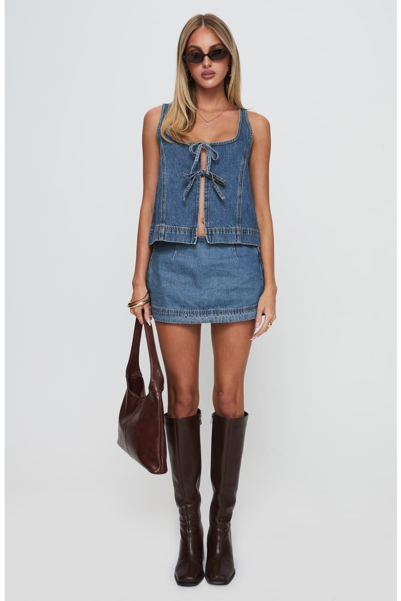 Stefenie Denim Miniskort, Alternate, color, MID WASH