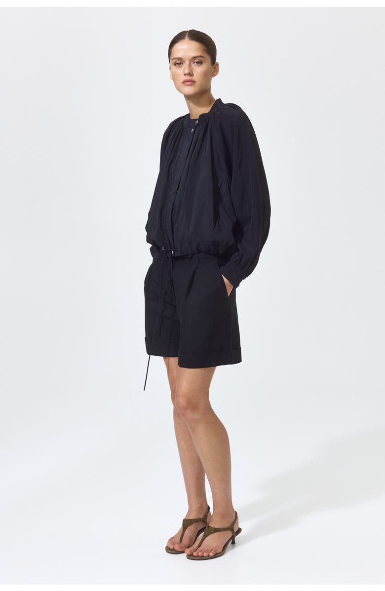 H&M Tailored Linen-blend Shorts, Alternate, color, Black