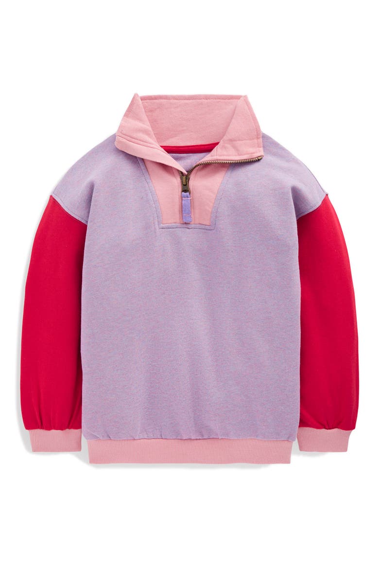 Kids' Colorblock Half Zip Sweatshirt, Main, color, PURPLE/ RED