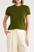 T Tahari Mock Neck Short Sleeve Knit Sweater