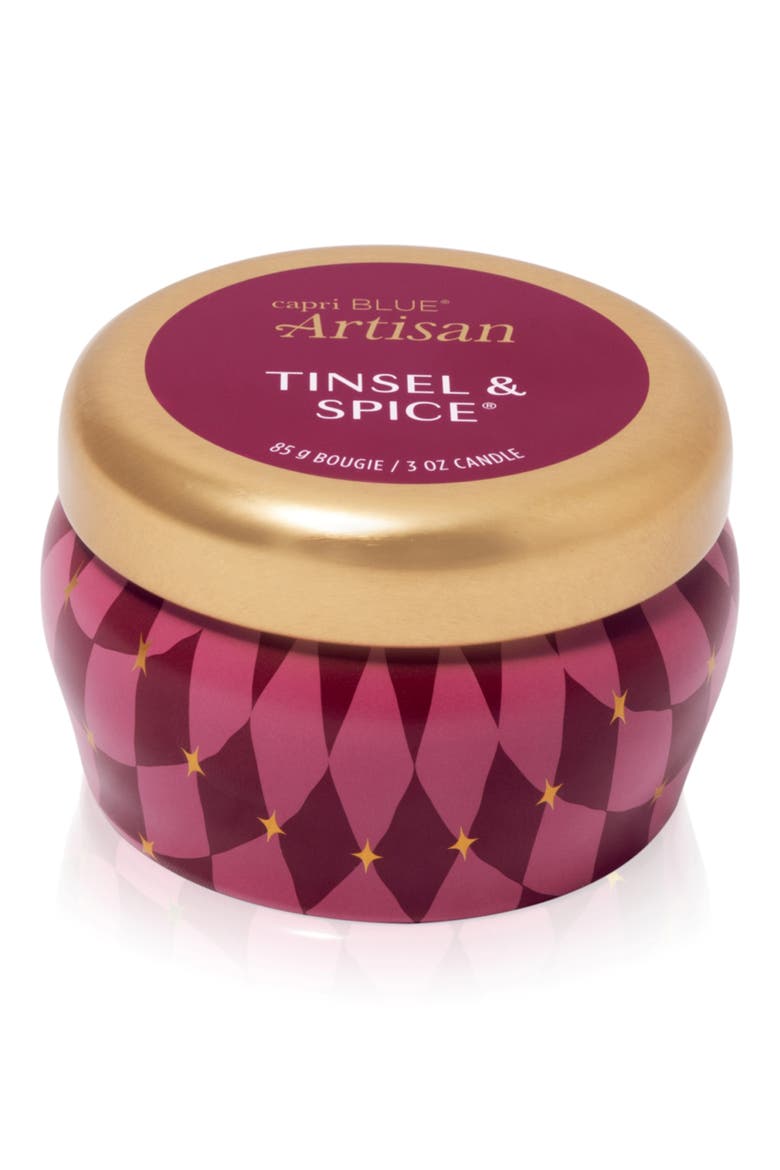 Winter Bazaar Tinsel & Spice Mini Tin Candle, Alternate, color, TINSEL AND SPICE