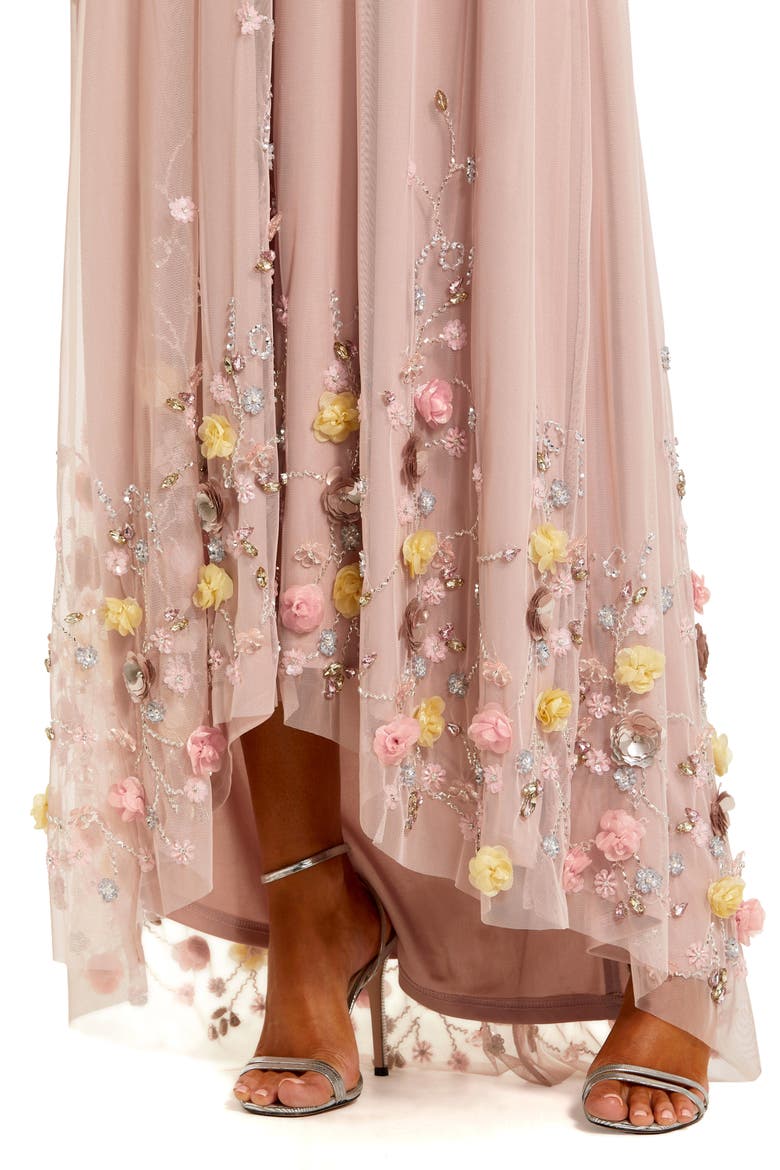 One Shoulder High Low Embellished Trapeze Gown, Alternate, color, Rose