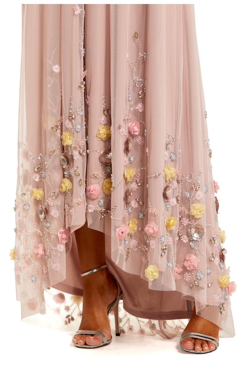 Mac Duggal One Shoulder High Low Embellished Trapeze Gown, Alternate, color, Rose