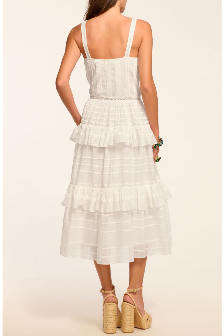 Daria Lace & Ruffle Sleeveless Midi Dress, Alternate, color, WHITE