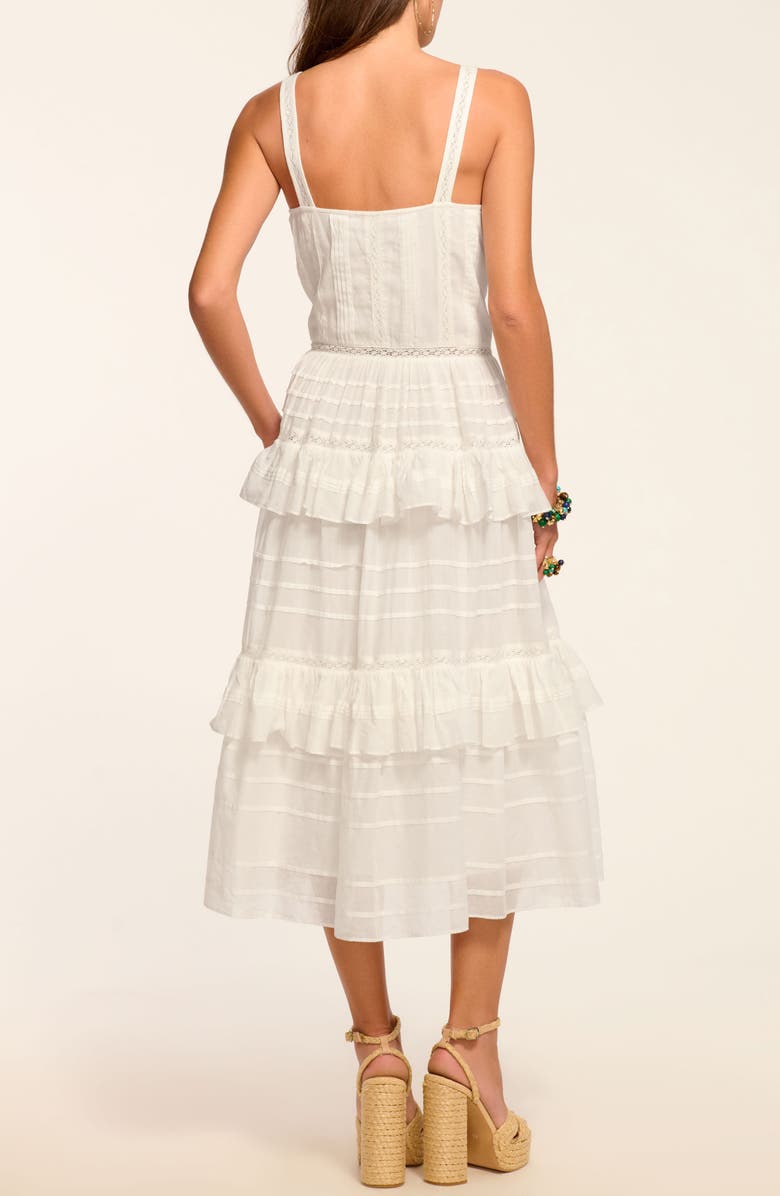 Ramy Brook Daria Lace & Ruffle Sleeveless Midi Dress, Alternate, color, White