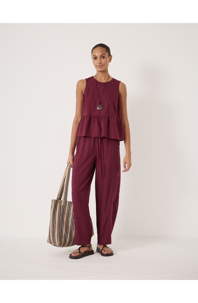 Hush Nomie Linen Blend Peplum Top, Alternate, color, Maroon Red