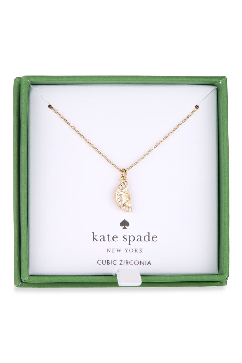 Lemon Slice Cubic Zirconia Pendant Necklace, Main, color, CLEAR/ GOLD