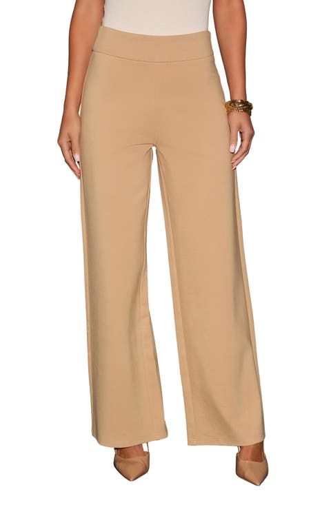 Wide leg womens wool pants, plus size pants 4481