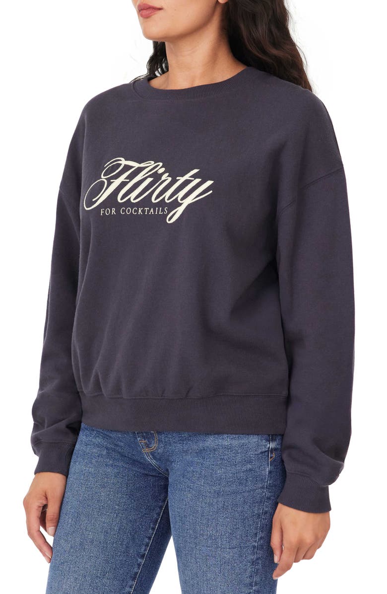 Kensie Easy Graphic Sweatshirt, Alternate, color, Black Oyster Flirty