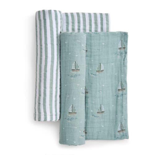 Aden + Anais 2-pack 100% Organic Cotton Muslin Swaddles In Blue