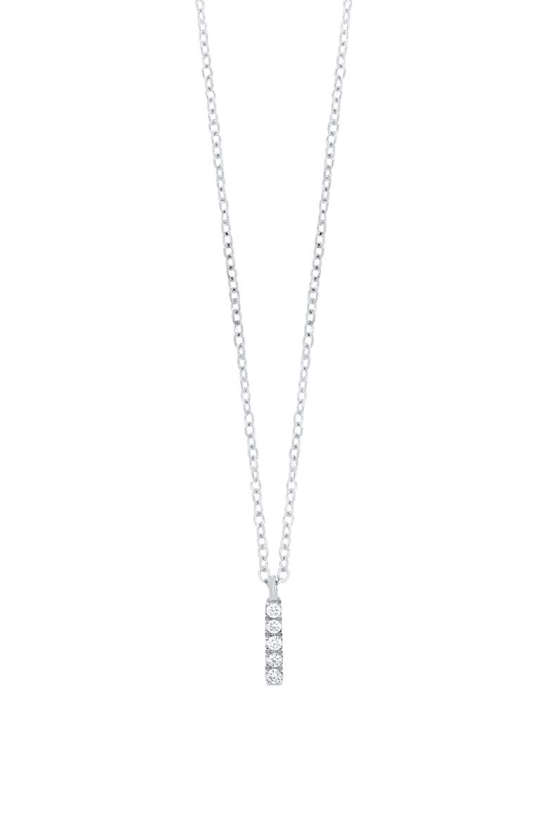 Icon Diamond Initial Pendant Necklace, Main, color, 18K WHITE GOLD - I