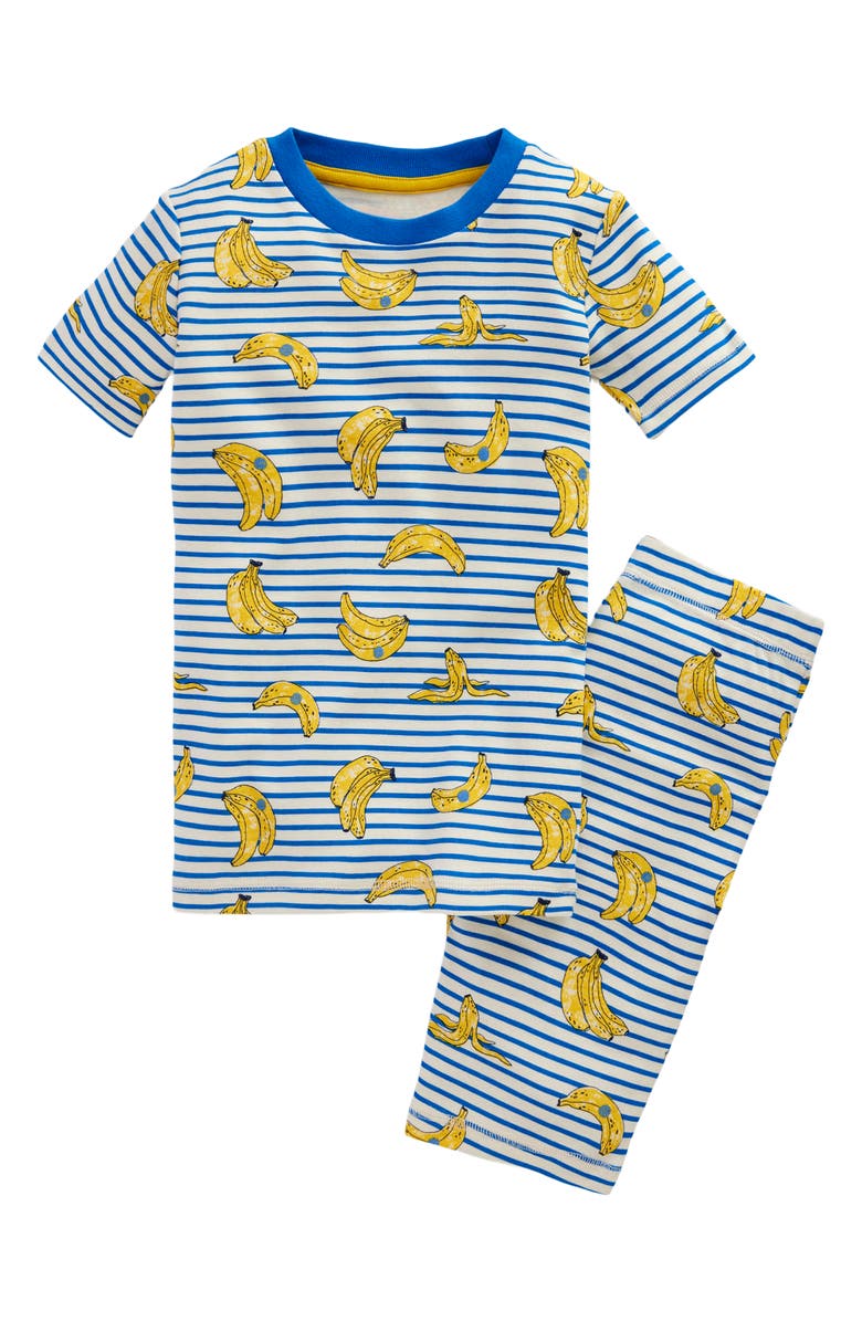 Mini Boden Kids' Print Fitted Two-Piece Cotton Pajamas, Main, color, Banana