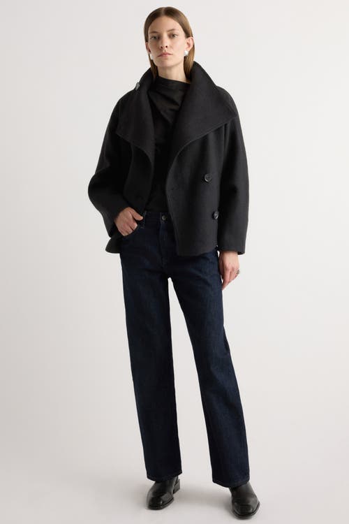 Modern Citizen Vashti Wool-blend Collared Peacoat In Black