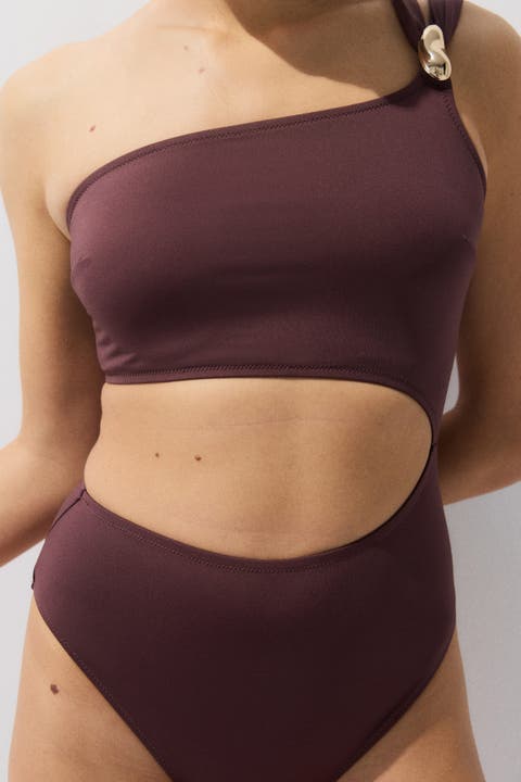 Padded-cup One-shoulder Swimsuit