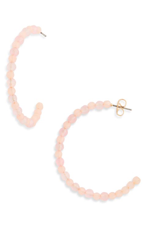 50mm Delicate Bead Hoop Earrings