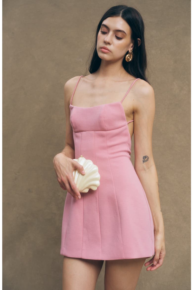 Rhea Scoop Back Ponte Minidress, Alternate, color, PINK
