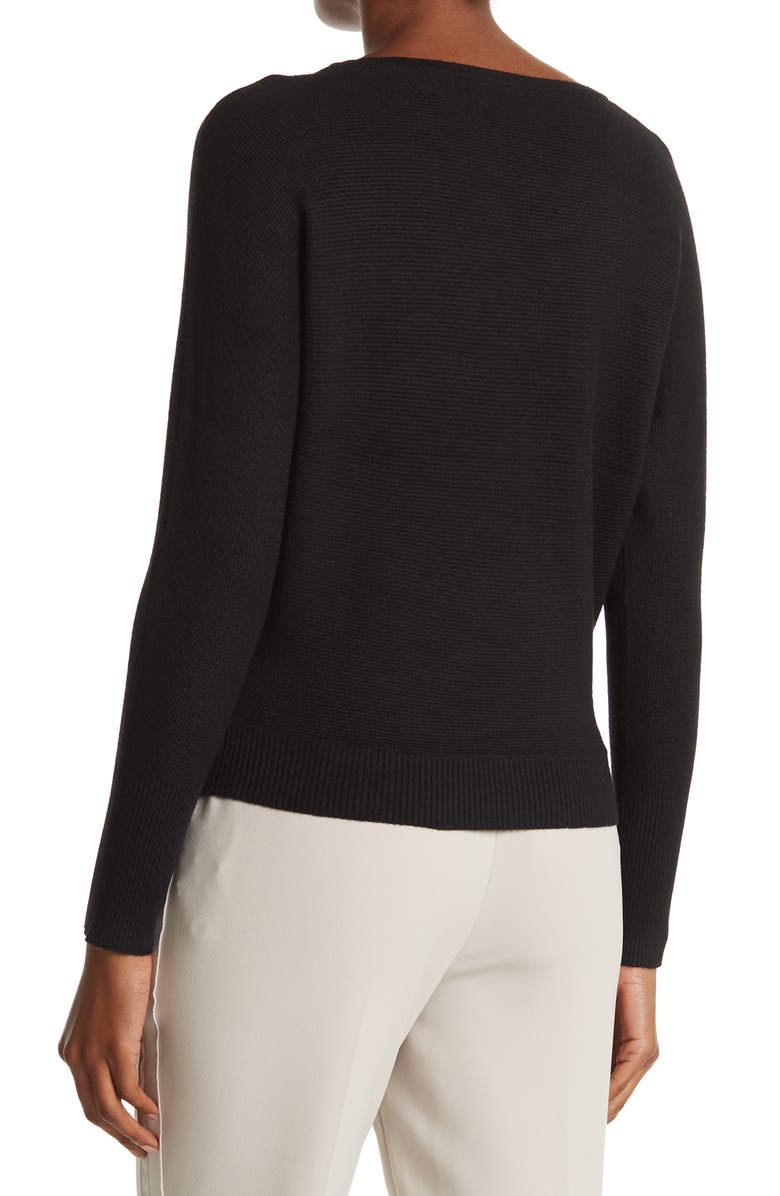 T Tahari Textured Boatneck Long Sleeve Top, Alternate, color, 