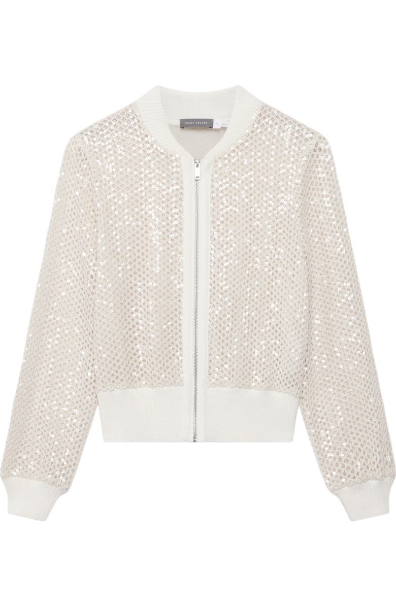 MINT VELVET Sequin Bomber Jacket, Alternate, color, Neutral