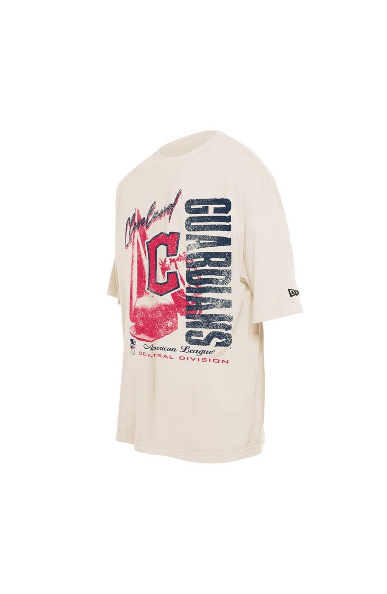 New Era Men's New Era Cream Cleveland Guardians Cooperstown Collection Oversized Throwback Distressed T-Shirt, Alternate, color, 