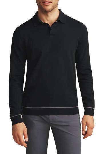Rhone Compass Long Sleeve Polo In Black