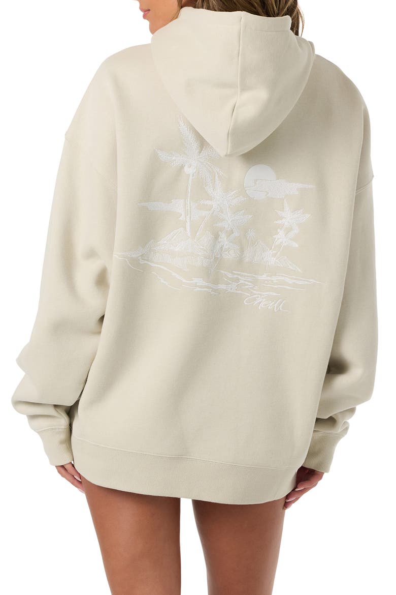 Tropic Melt Oversize Cotton Blend Hoodie, Alternate, color, LIGHT KHAKI