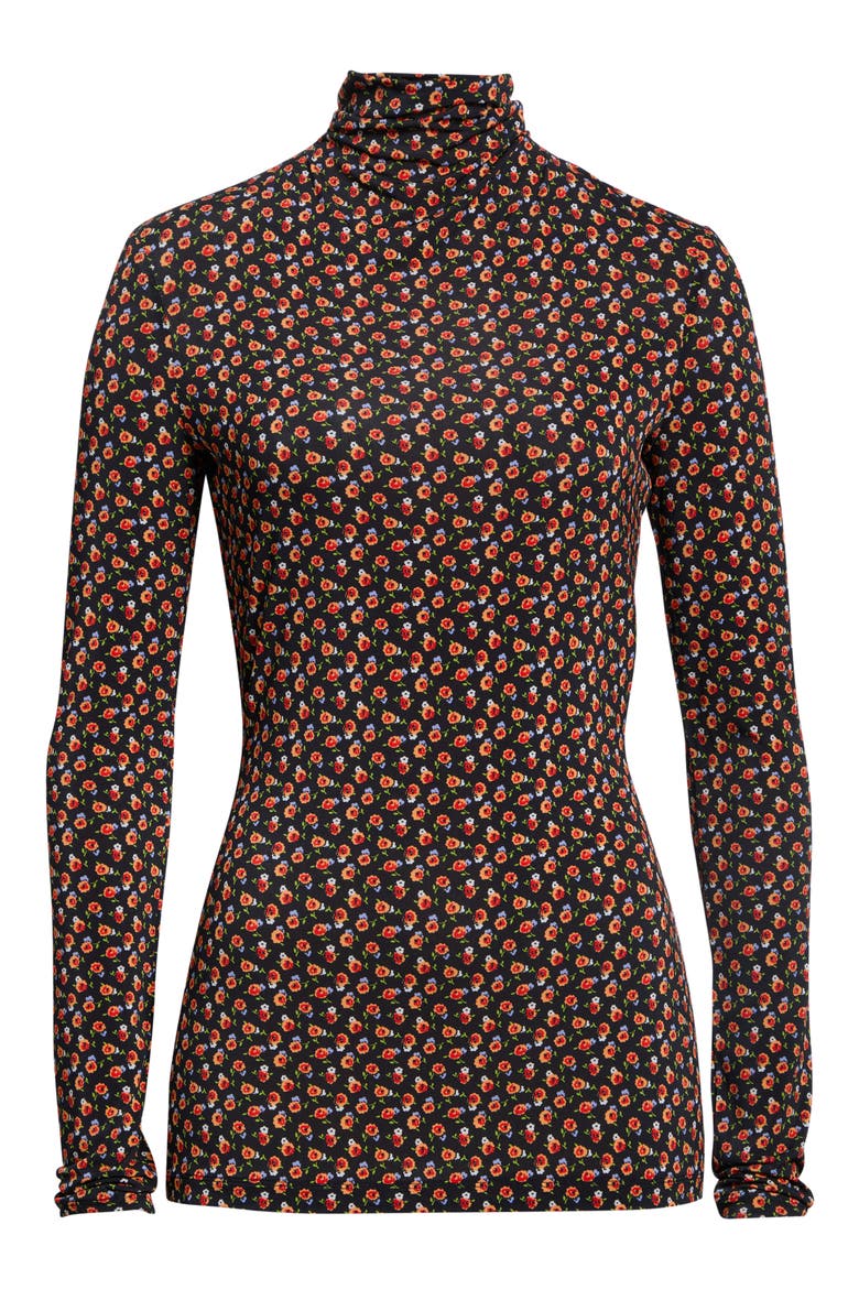 Haut Floral Turtleneck, Main, color, ORANGE/ BLACK LIBERTY