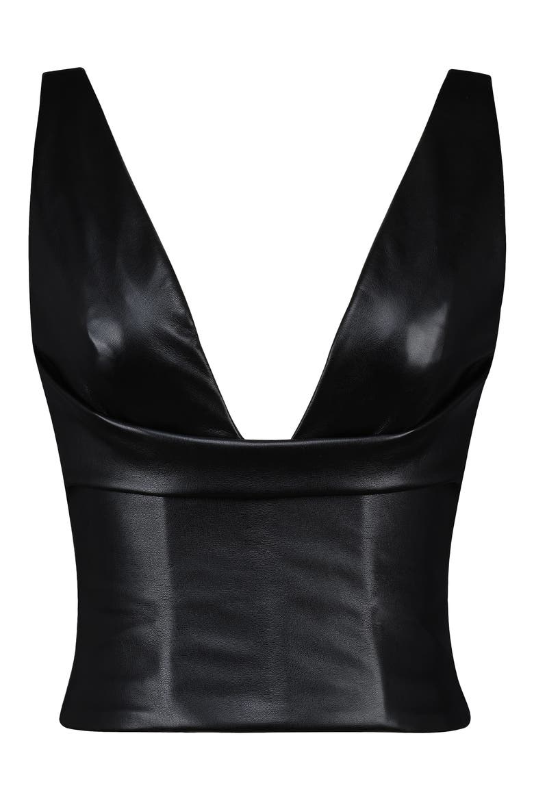 Catalina Faux Leather Vest, Alternate, color, BLACK