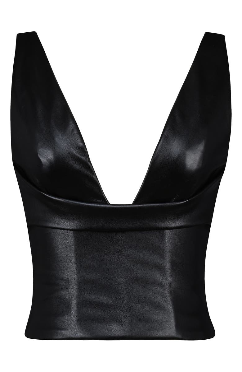 HOUSE OF CB Catalina Faux Leather Vest, Alternate, color, Black