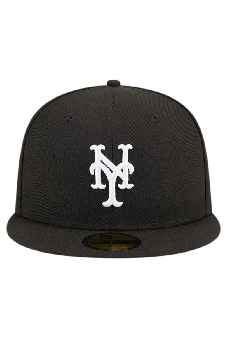 Men's New Era Black New York Mets Logo 59FIFTY Fitted Hat, Alternate, color, Black