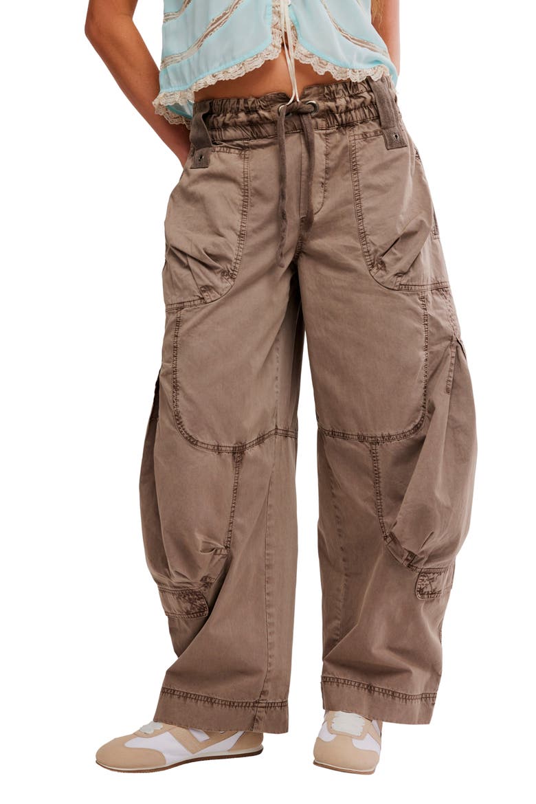 We The Free Onset Cotton Twill Parachute Pants, Main, color, DUSTED COCOA