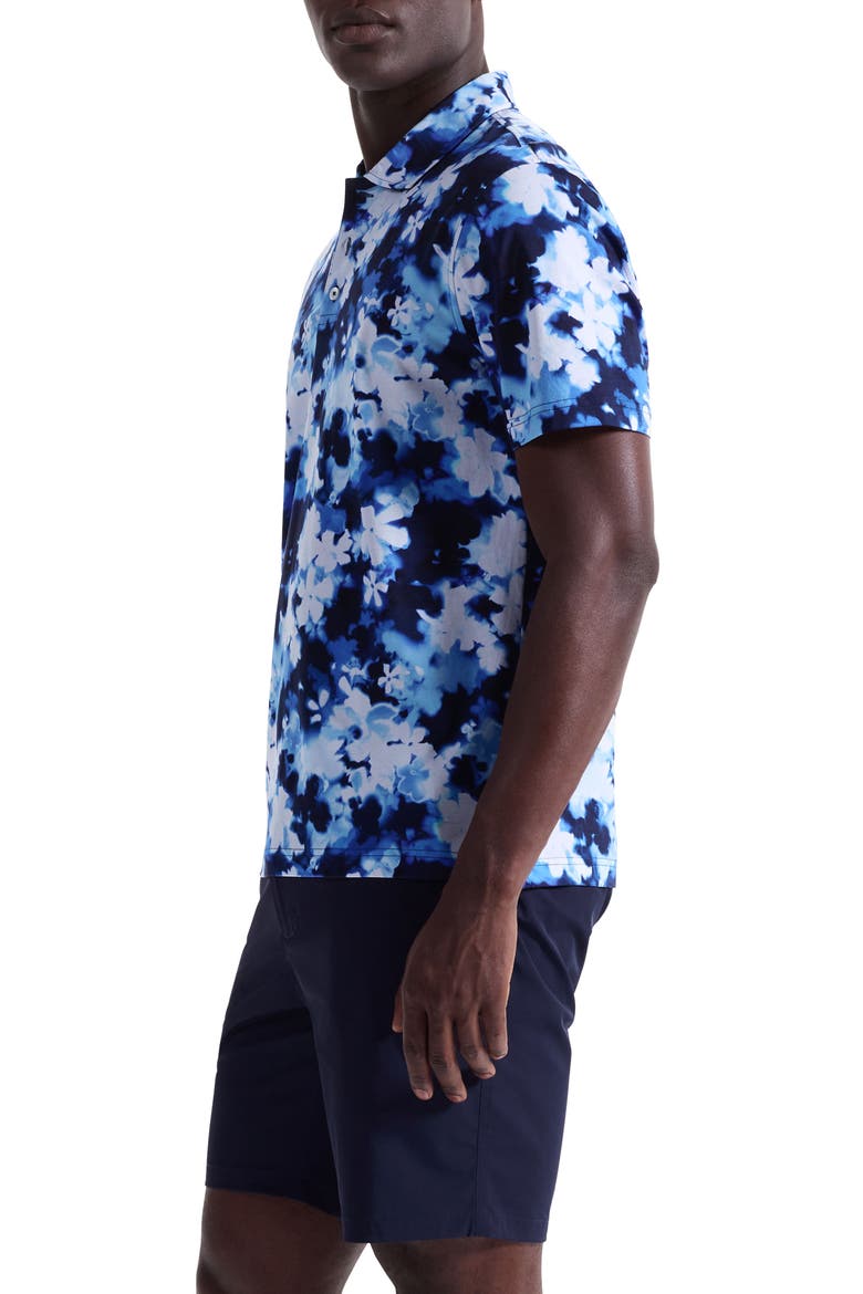 Hendrix Digital Blurred Floral Print Pima Cotton Polo, Alternate, color, NAVY
