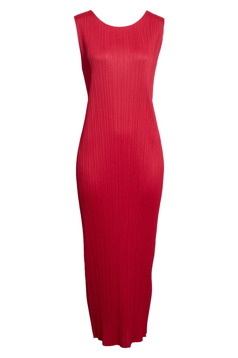 New Colorful Basics 4 Pleated Sleeveless Dress, Alternate, color, CARMINE